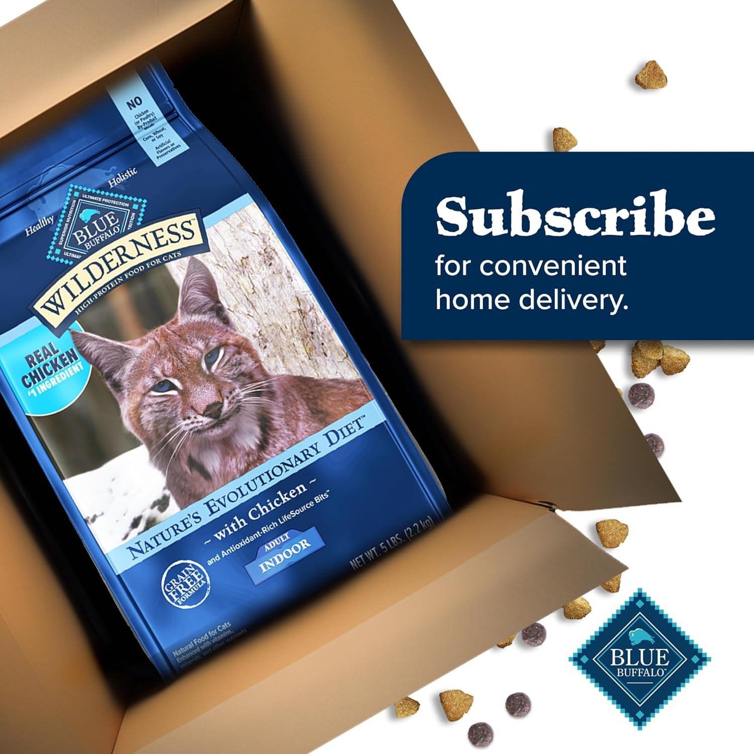 Blue Buffalo Wilderness Natural Adult Dry Cat Food Indoor Cats, High-Protein & Grain-Free, Chicken