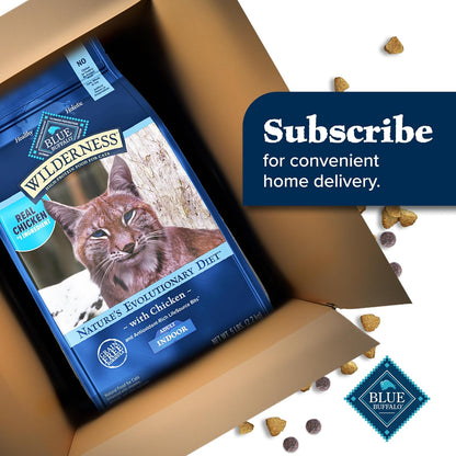 Blue Buffalo Wilderness Natural Adult Dry Cat Food Indoor Cats, High-Protein & Grain-Free, Chicken