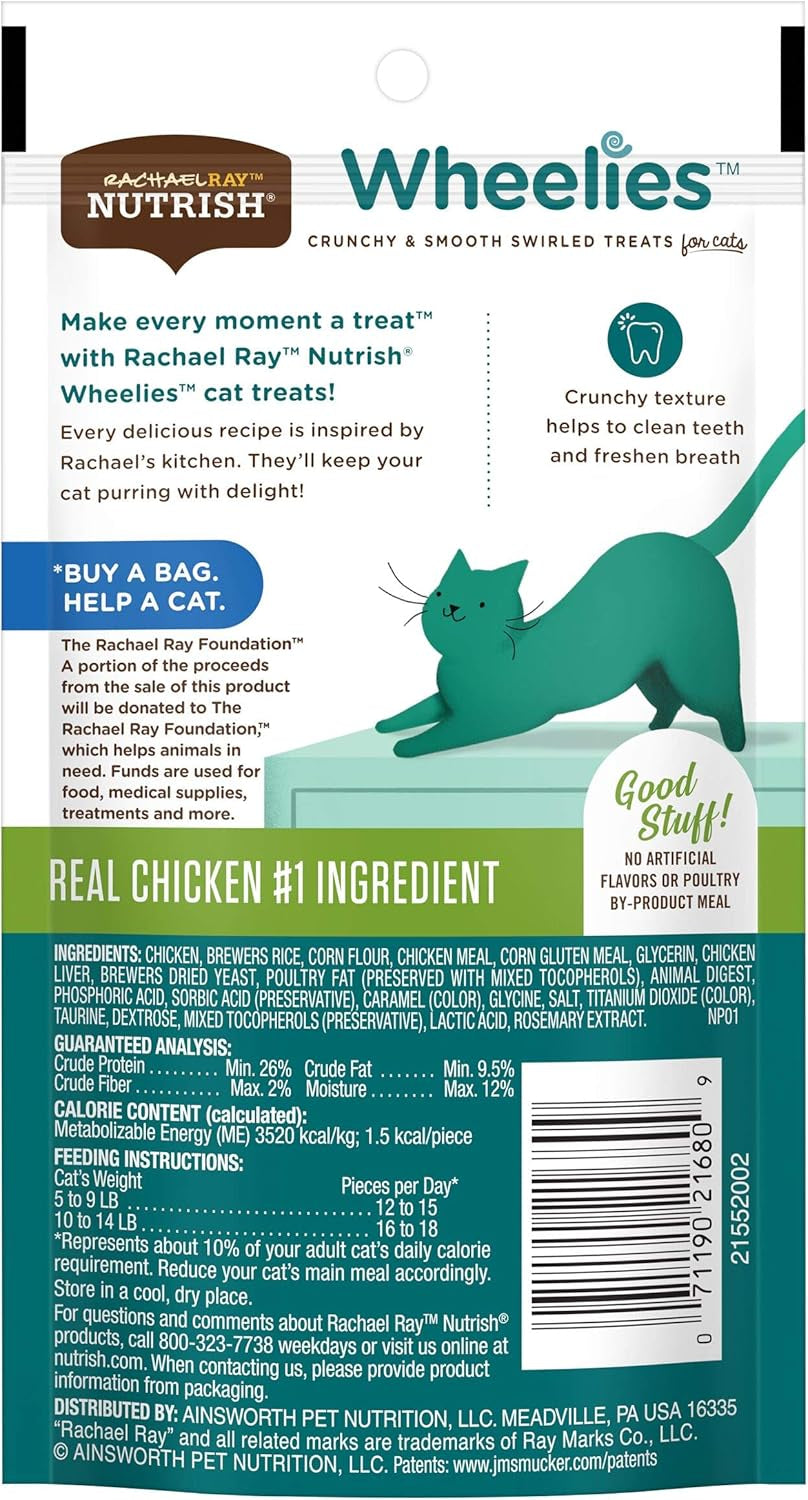 Nutrish Rachael Ray Wheelies Cat Treats, Chicken, 2.2 Ounces (Pack of 12)