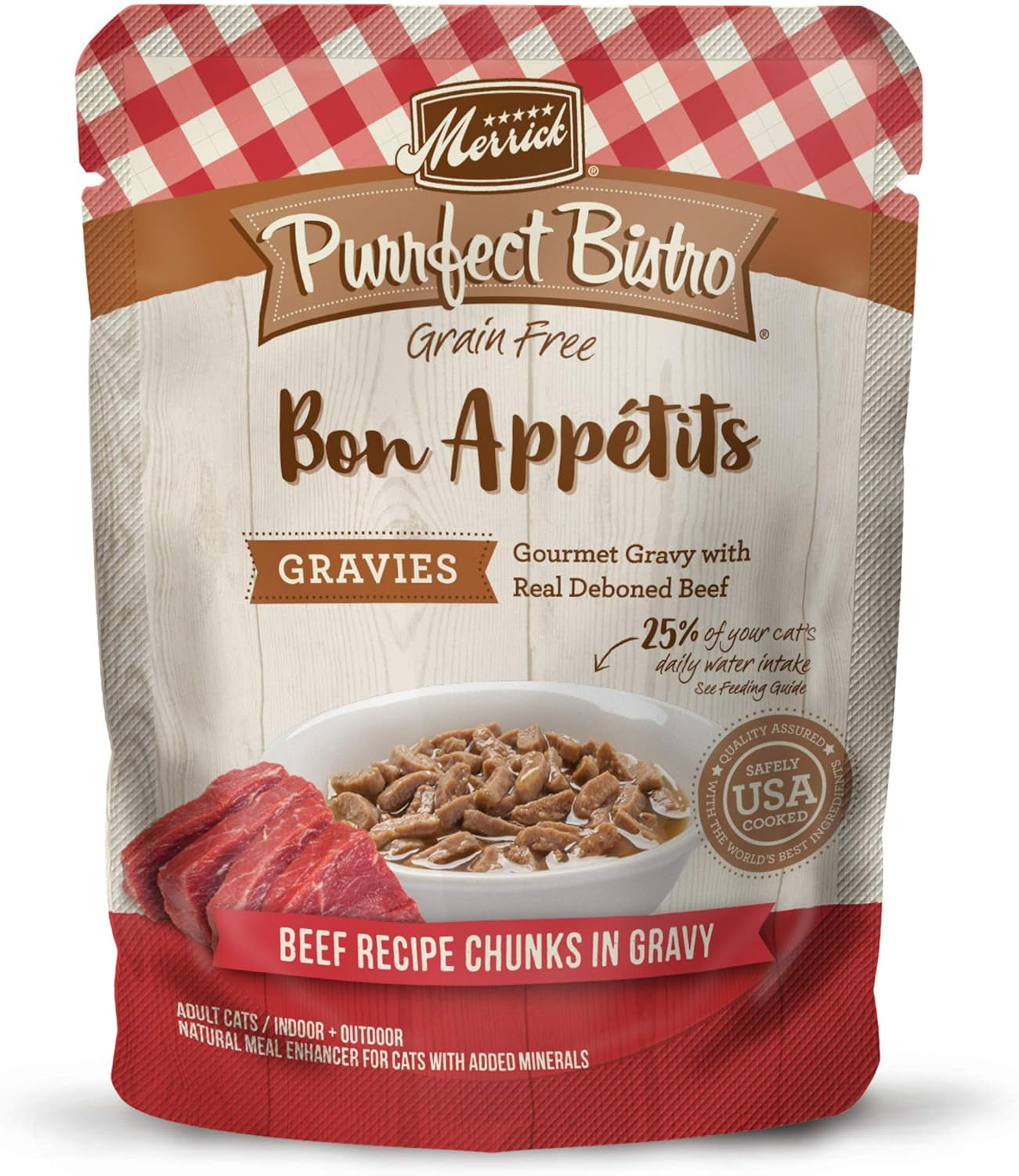 Merrick Purrfect Bistro Bon Appetits Premium Grain Free Wet Cat Food Topper, (Pack of 24) 3 Oz. Pouches