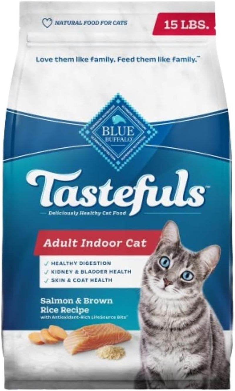 Blue Buffalo Tastefuls Natural Dry Food for Adult Indoor Cats, Salmon & Brown Rice Recipe