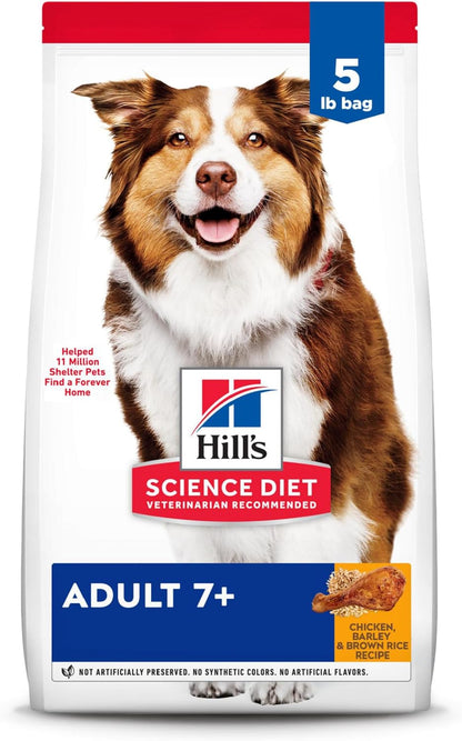 Hill's Science Diet Adult 7+, Senior Adult 7+ Premium Nutrition, Dry Dog Food, Chicken, Brown Rice, & Barley, 33 lb Bag