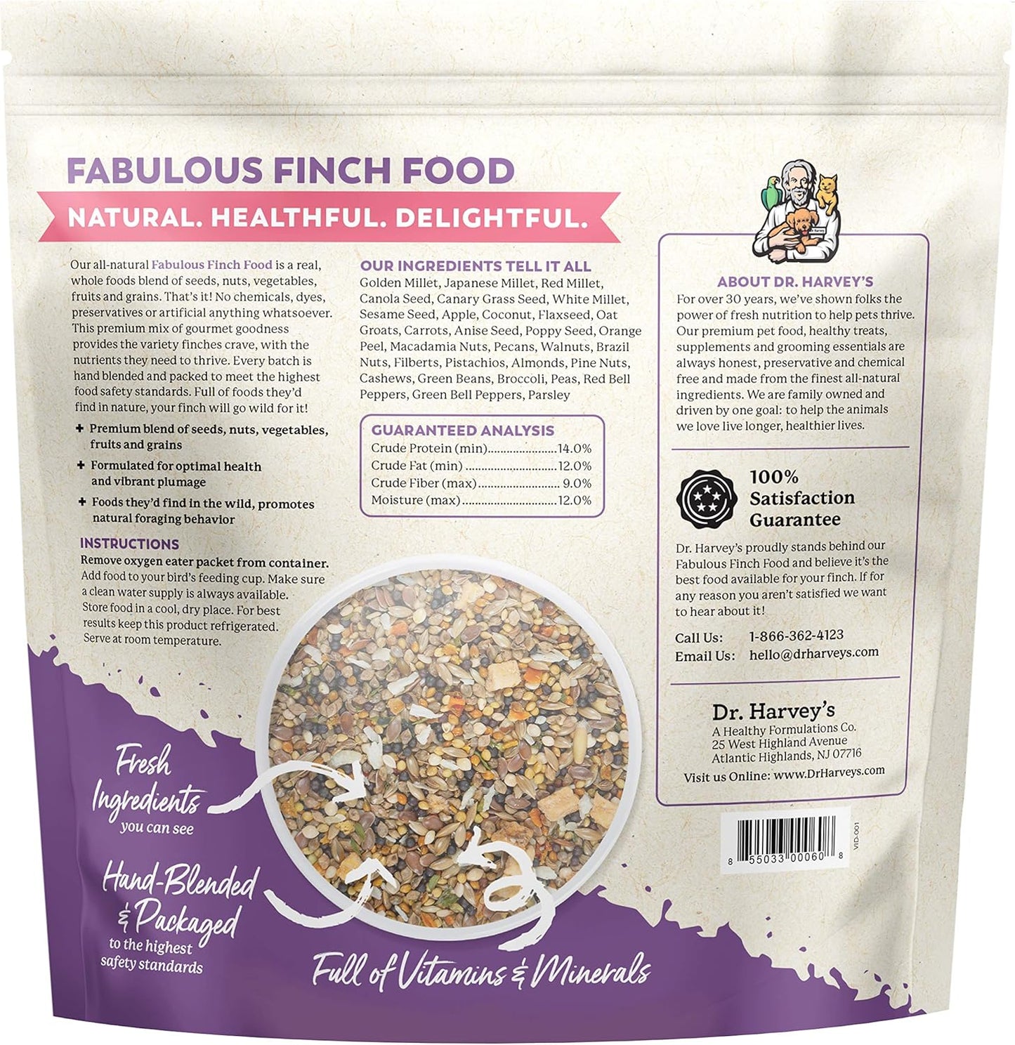 Dr. Harvey’S Fabulous Finch Food for outside Feeder and Indoor Birds- Premium Bird Feed with Seeds, Nuts, Fruits, Vegetables for Finches