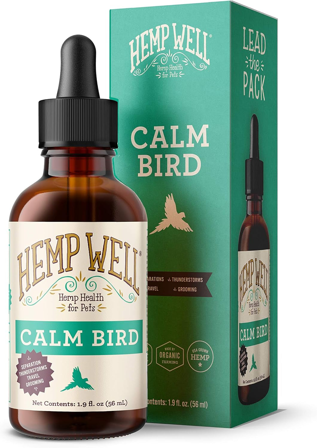 Hemp Well Calm Bird Oil - Relieves Anxiety, Calms and Relaxes Your Bird, Reduces Destructive Behavior, Organically Sourced