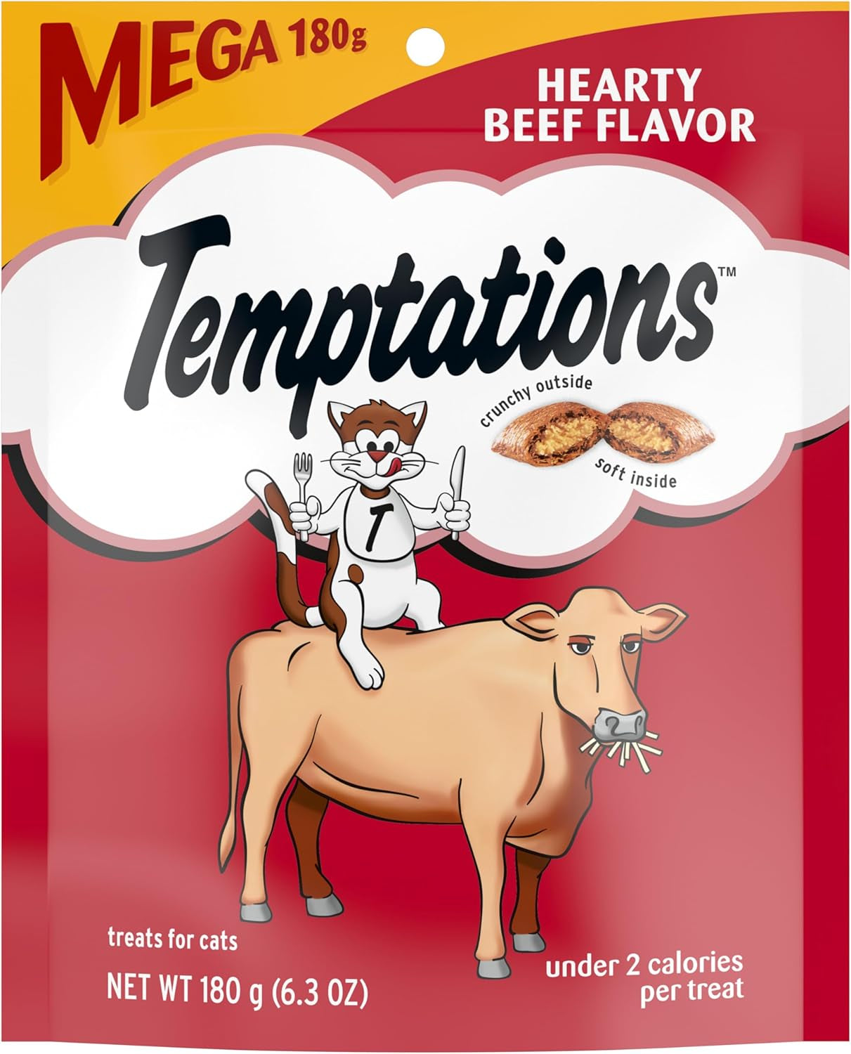 Temptations Classic Crunchy and Soft Cat Treats Hearty Beef Flavor