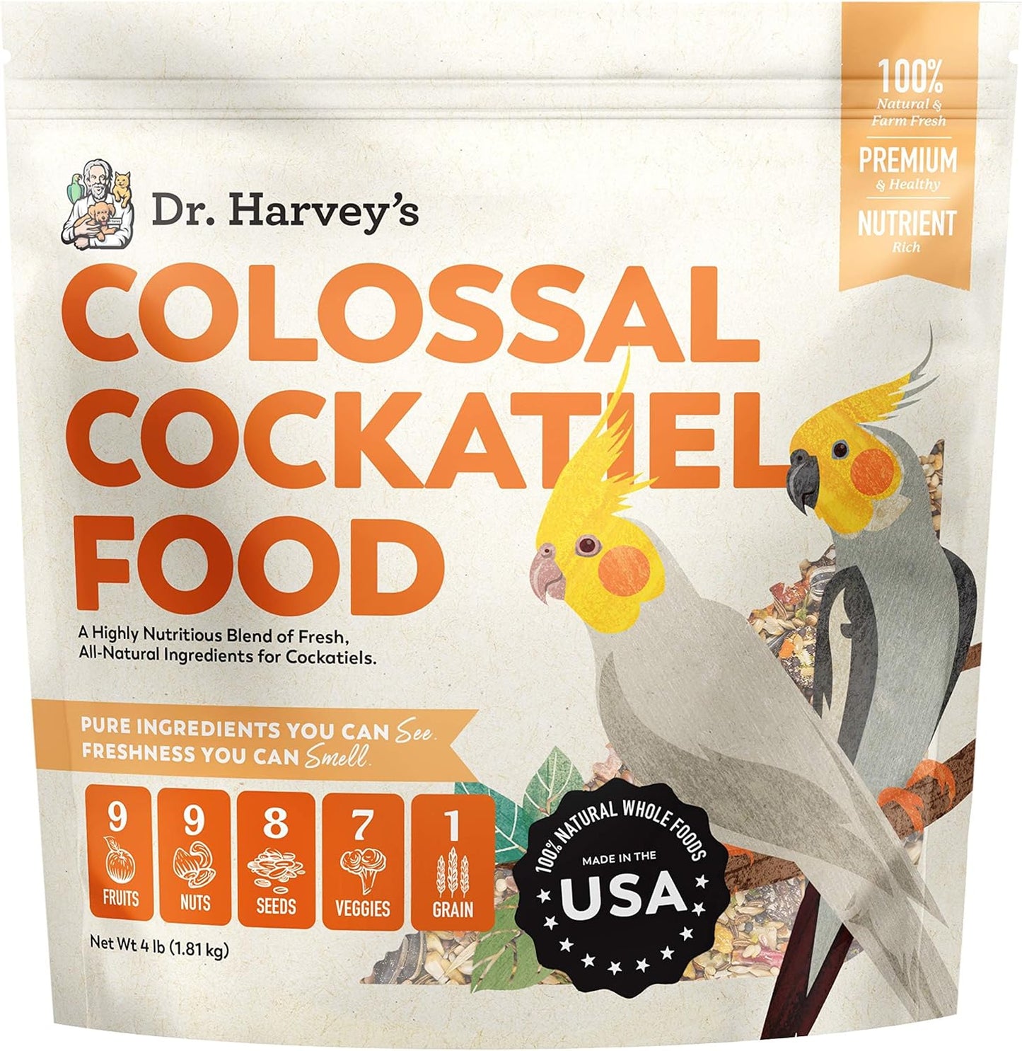 Dr. Harvey'S Colossal Cockatiel Blend, All Natural Daily Food for Cockatiels