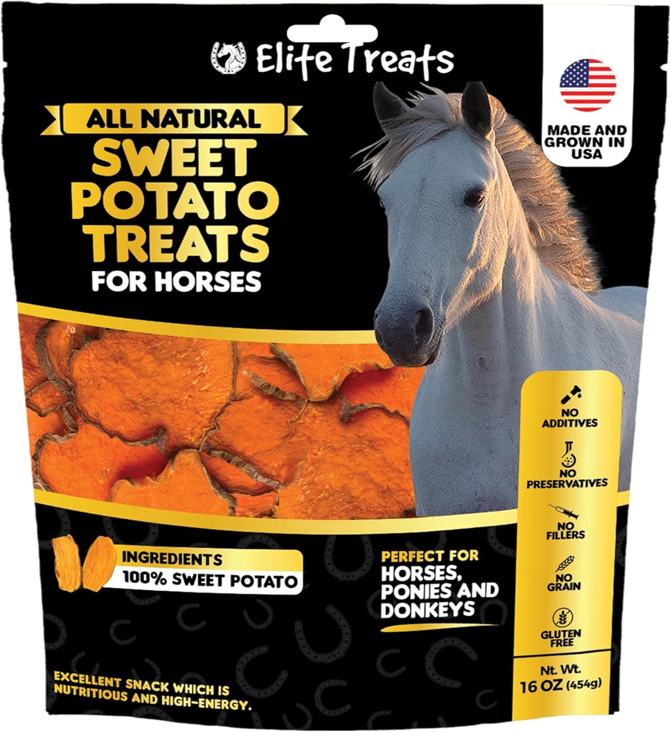 Horse Treats - Sweet Potato & Carrot, All Natural, Dehydrated Treat, Made in the USA for Horses, Ponies, Donkeys, Made with Real Sweet Potato Slices and Carrot Concentrate