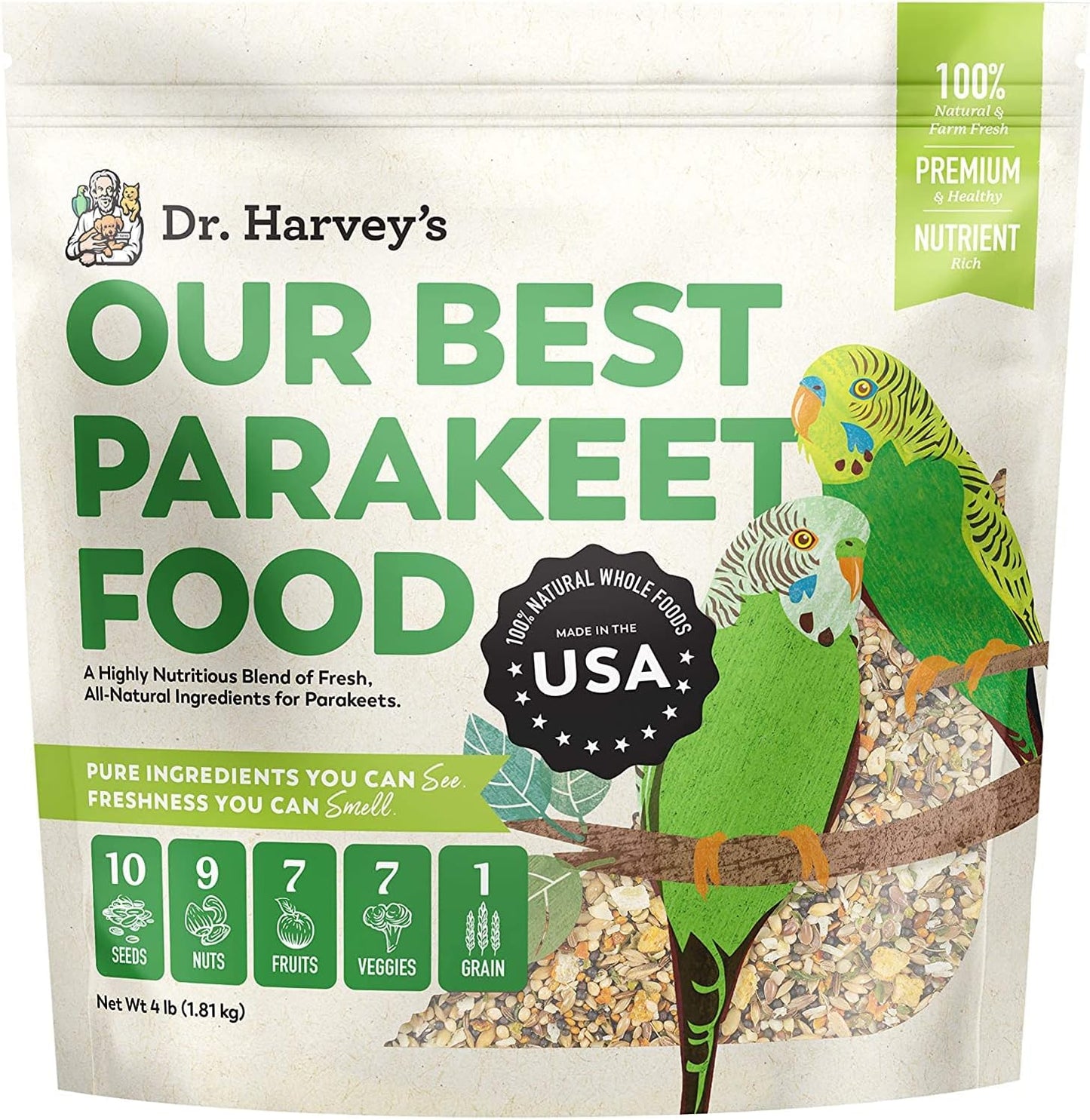 Dr. Harvey'S Our Best Parakeet Food, Wholesome Seeds, Nuts, Fruits, and Vegetable Bird Feed for Budgies and Parakeets