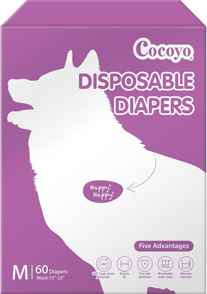 COCOYO Disposable Dog Diapers Female, Doggie Diapers Female,Puppy Diapers Female, Super Absorbent, Breathable, Wetness Indicator