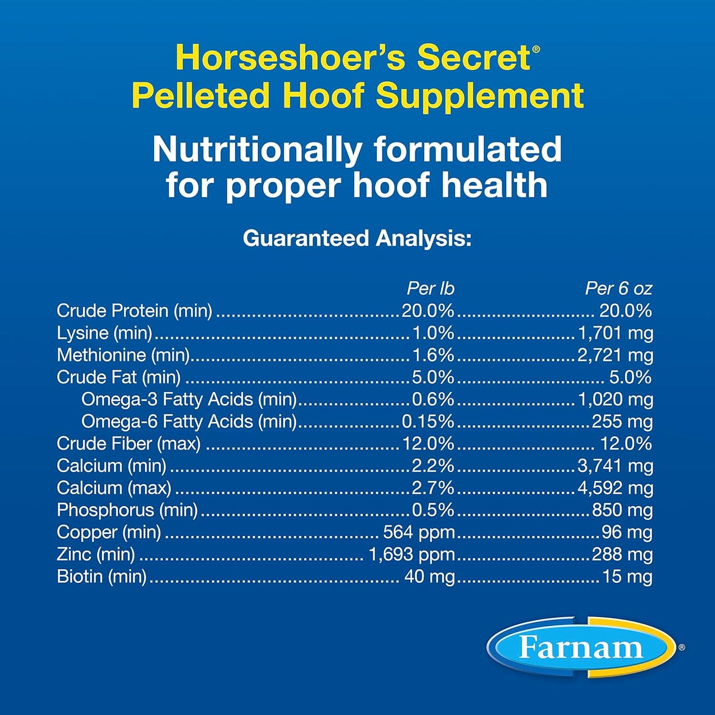 Farnam Horseshoer'S Secret Pelleted Hoof Supplements, Promotes Healthy Hoof Growth, Maintains Hoof Walls & Supports Cracked Hooves