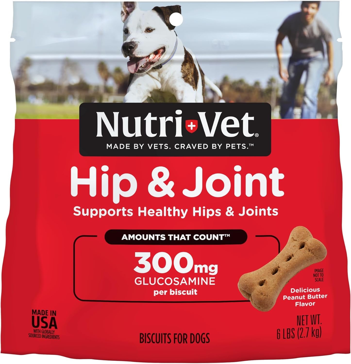 Nutri-Vet Hip & Joint Biscuits for Dogs - Tasty Dog Glucosamine Treat & Dog Joint Supplement - Large Sized Biscuit with Glucosamine