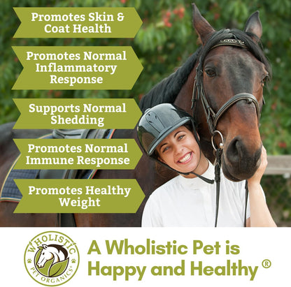 Wholistic Pet Organics Flaxseed Oil: Organic Flaxseed Oil for Horses -Flax Oil Horse Supplement with Antioxidant Rich Rosemary and Omega 3, 6 Fatty Acids for Cardio, Immune, Skin and Coat Health