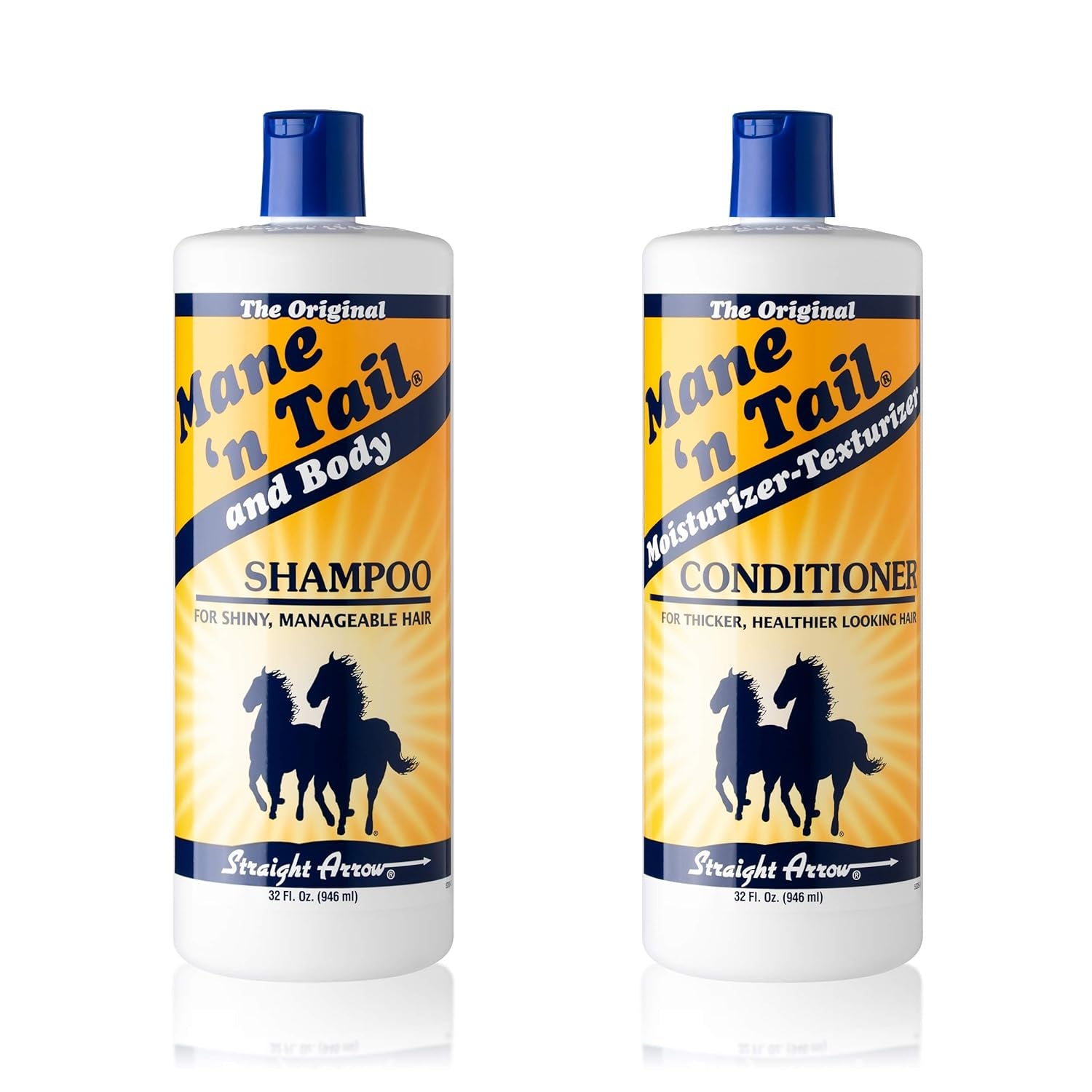 Shampoo & Conditioner Combo Set (32 Oz Each) for Horses and Humans for a "Down to the Skin" Cleansing and Conditioning