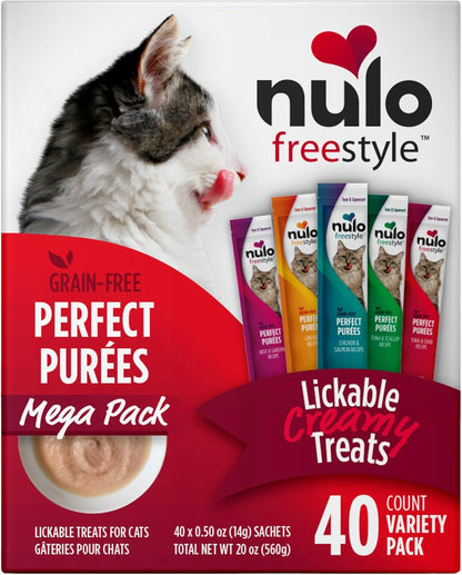 Nulo Freestyle Grain-Free Perfect Purees Premium Wet Cat Treats, Squeezable Meal Topper for Felines, High Moisture Content to Support Cat Hydration