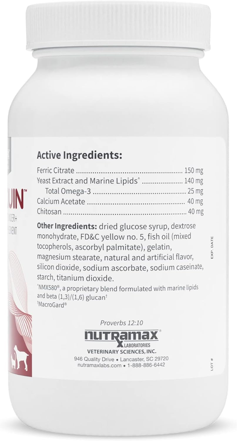 Nutramax Laboratories NARAQUIN™ Dietary Phosphate Binder + Renal Support Supplement for Cats & Dogs, 60 Count