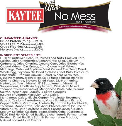 Wild Bird Ultra No Mess Nut & Fruit Food Seed Blend for Blue Jays, Woodpeckers, Juncos, Cardinals, Grosbeaks, Sparrows, and Finches, 5.5 Pound