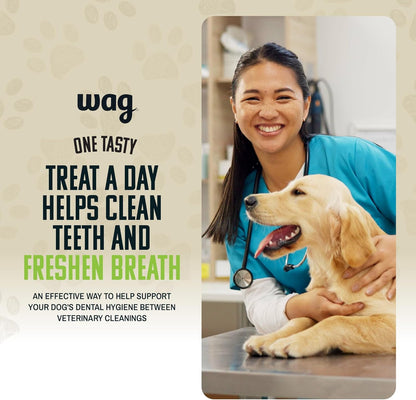 Amazon Brand - Wag Dental Chews - Green Dental Brush for Dogs, Unflavored