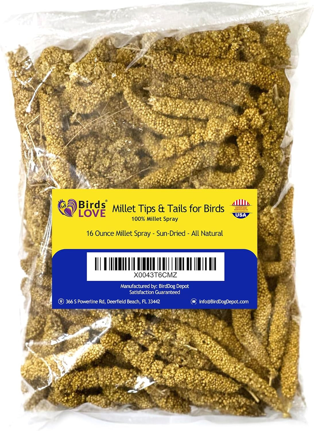 Birds LOVE Economy & Thin Special Spray Millet - Gmo-Free (No Stems Only Edible Tops) for Birds Cockatiel, Lovebird, Parakeet, Finch, Canary All Parrots Healthy Treat