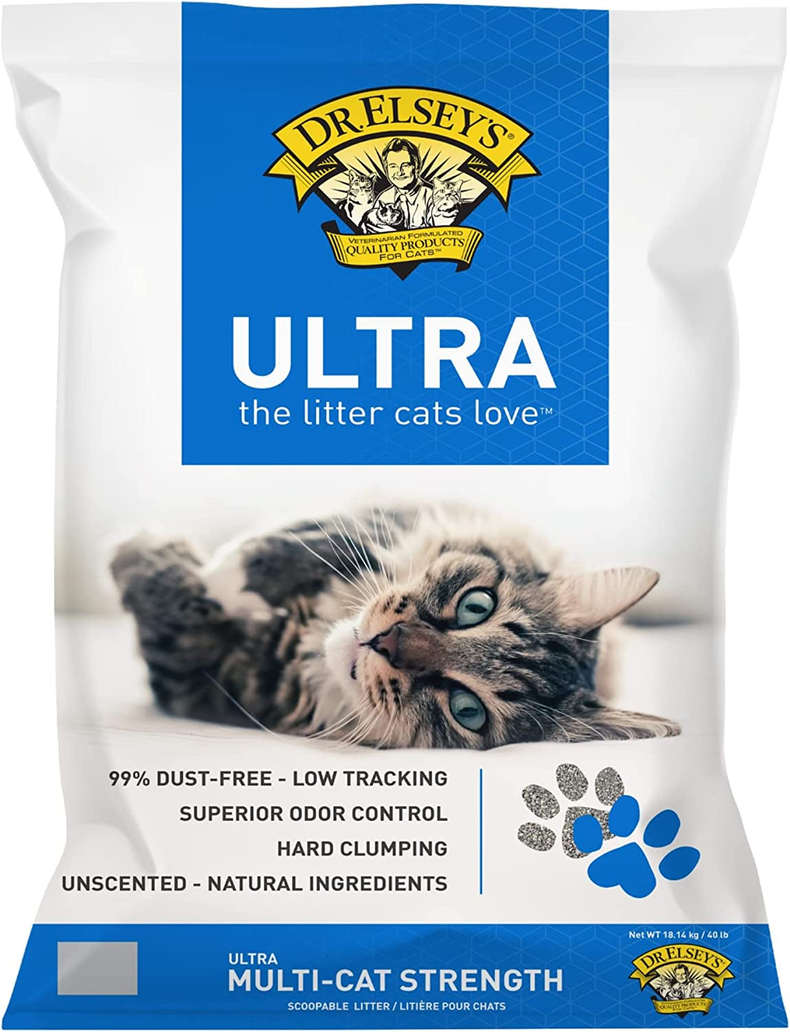 Dr. Elsey'S Cat Litter - Premium Unscented Cat Litter W/ Natural Ingredients - Low Dust Superior Odor Control Cat Litter - Hard Clumping Moisture Absorbing Clay Multi Cat Litter