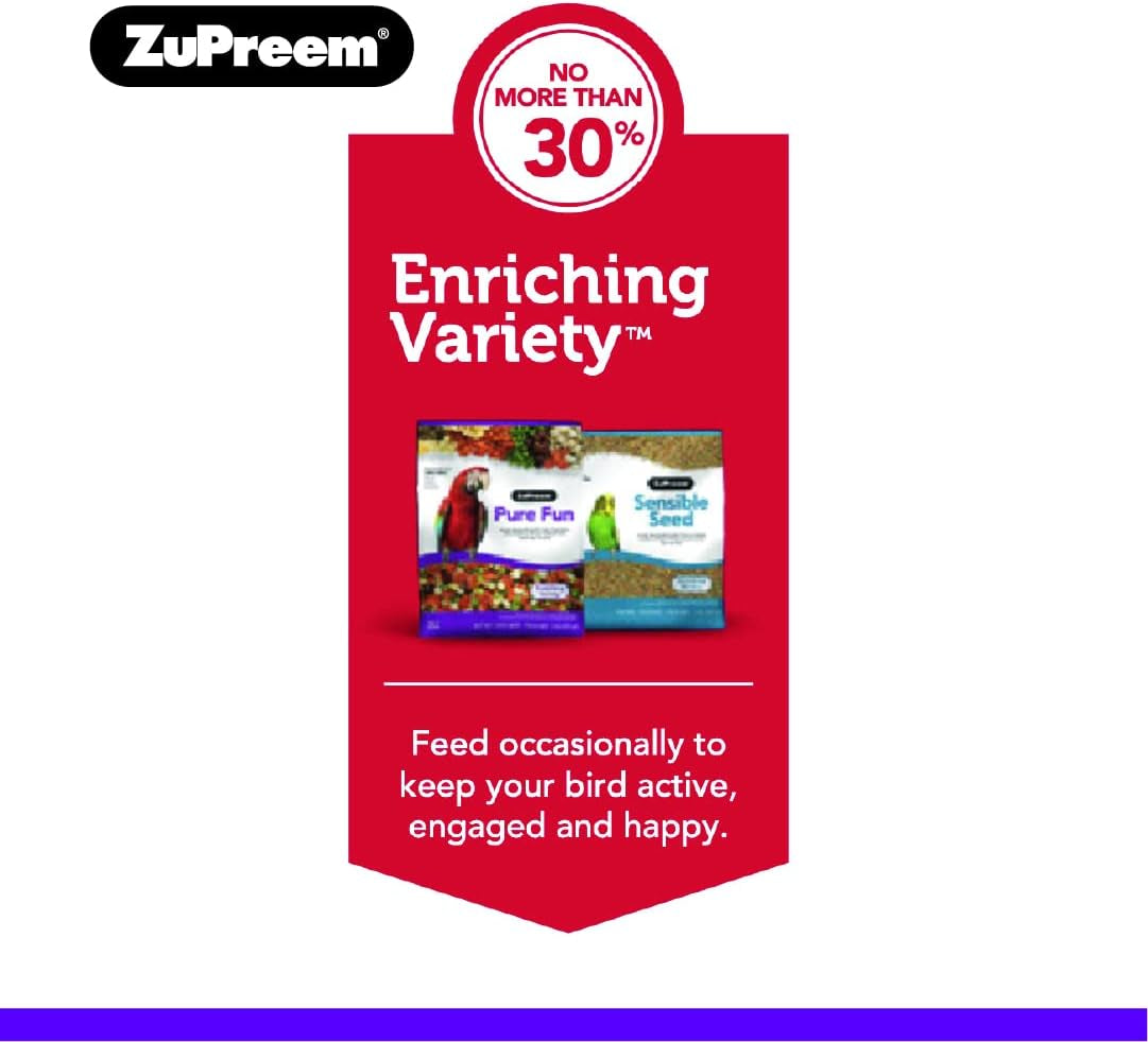 Zupreem Pure Fun Bird Food for Large Birds, Variety Blend of Fruit, Fruitblend Pellets, Vegetables, Nuts for Amazons, Macaws, Cockatoos