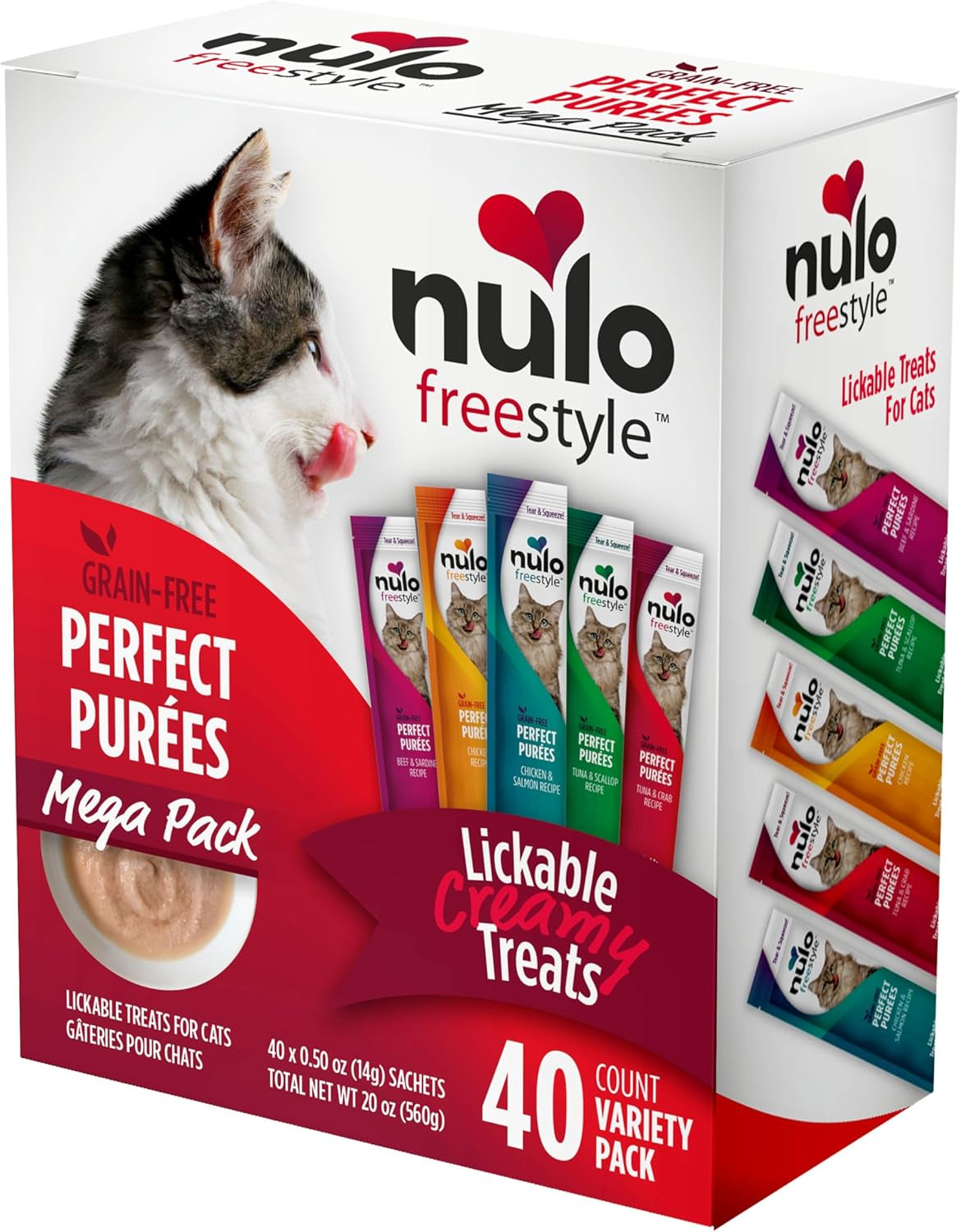 Nulo Freestyle Grain-Free Perfect Purees Premium Wet Cat Treats, Squeezable Meal Topper for Felines, High Moisture Content to Support Cat Hydration