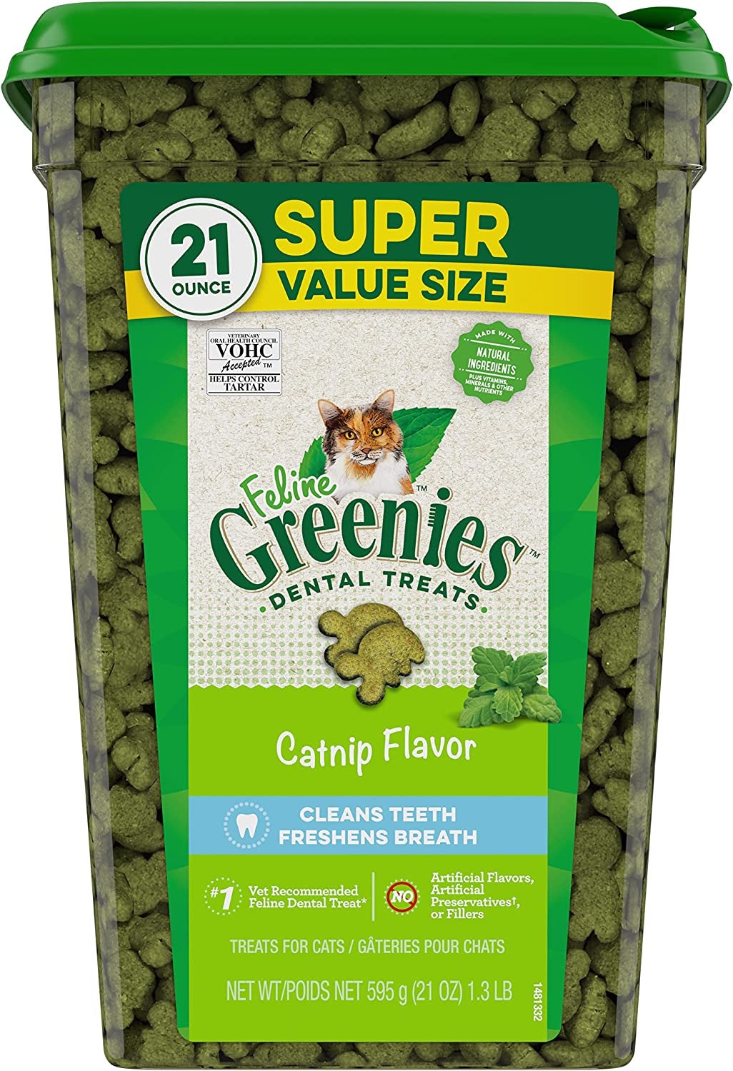 FELINE GREENIES Natural Dental Care Cat Treats Catnip Flavor