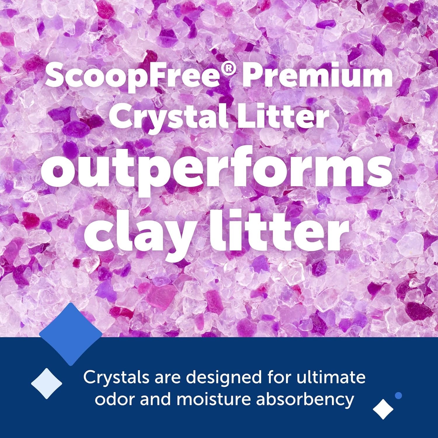 Scoopfree Premium Lavender Crystal Cat Litter, 2-Pack - Lightly Scented Litter - Superior Odor Control - Low Tracking for Less Mess - Lasts up to 1 Month, 8.6 Lbs Total (2 Pack of 4.3 Lb Bags)