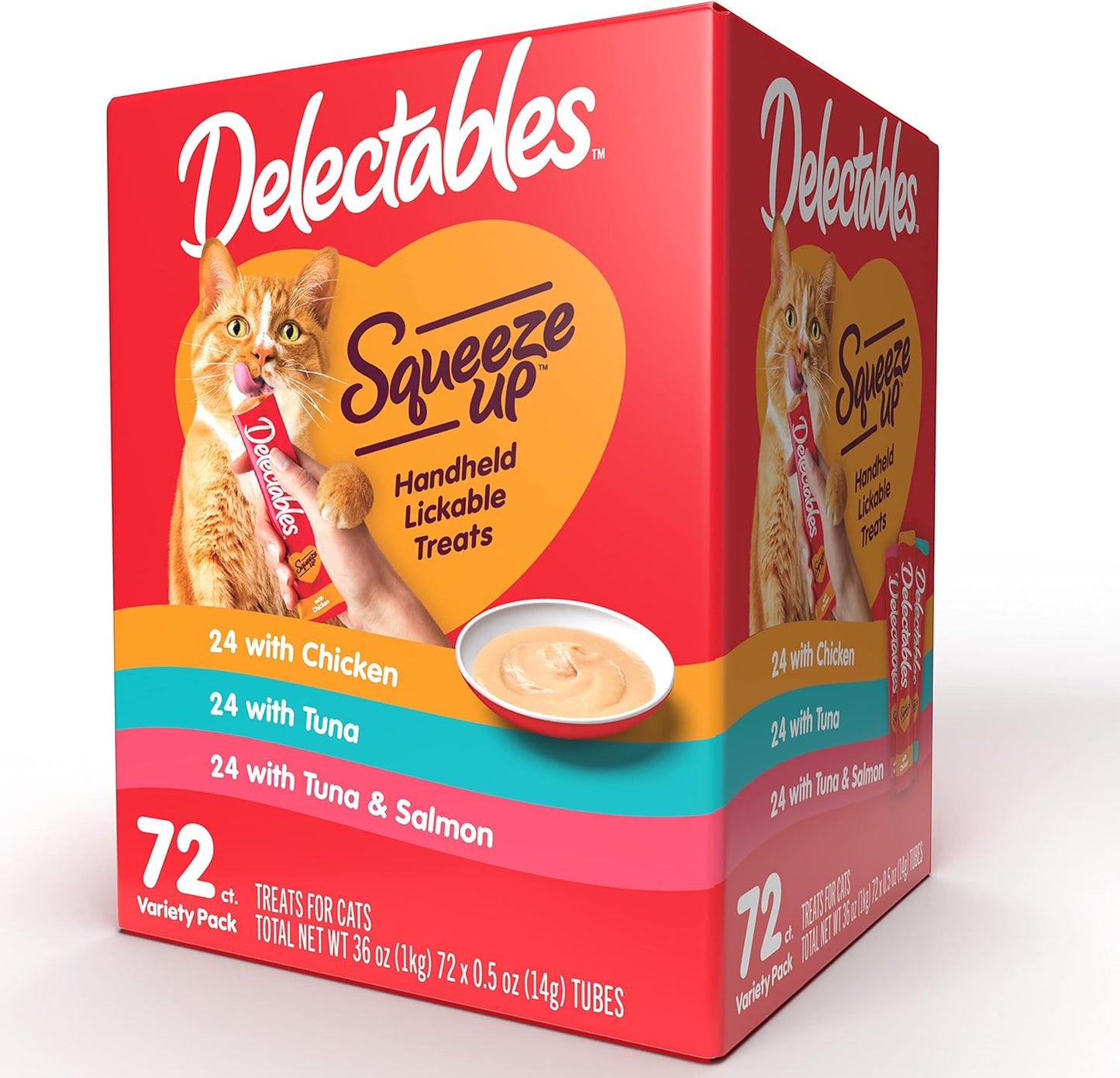 Delectables Squeeze up Interactive Lickable Wet Cat Treats for Adult & Senior Cats, Tuna & Shrimp, 24 Count, 12 Ounces