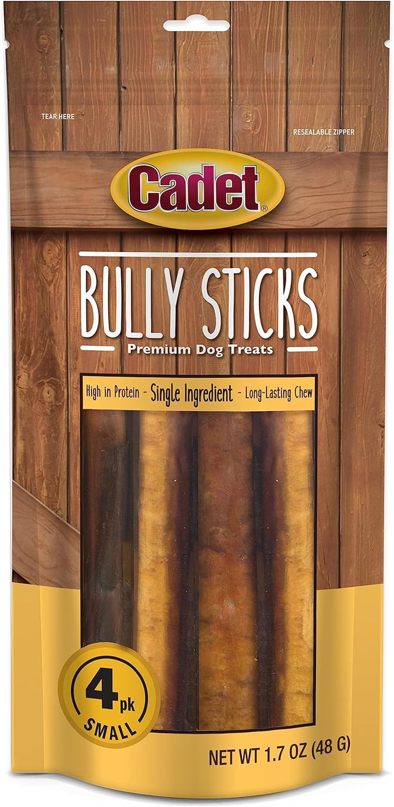 Cadet Bully Sticks for Small Dogs - All-Natural Beef Pizzle, High Protein, Low Fat, Long-Lasting, Grain & Rawhide-Free Dog Chews for Aggressive Chewers