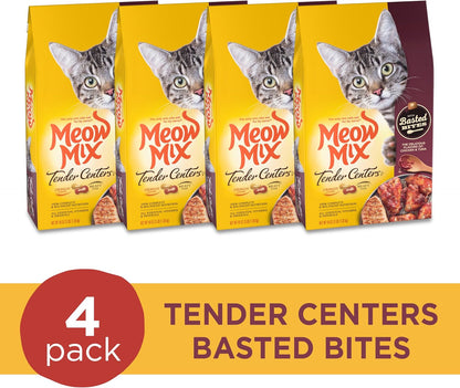 Meow Mix Tender Centers Basted Bites Dry Cat Food, Crunchy outside Meaty Inside