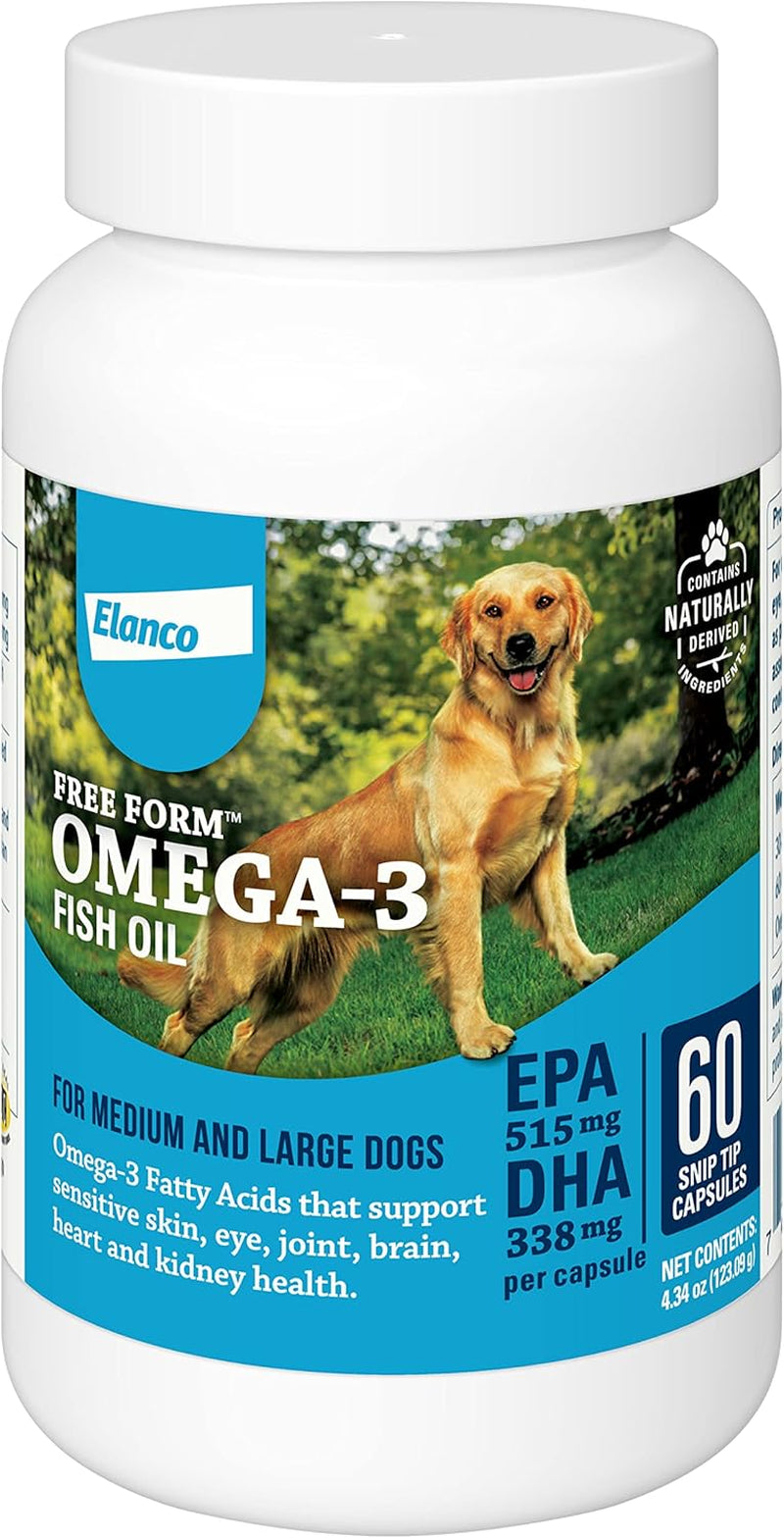 Snip Tips Omega-3 Fish Oil Liquid Supplement for Medium & Large Dogs, 60 Count