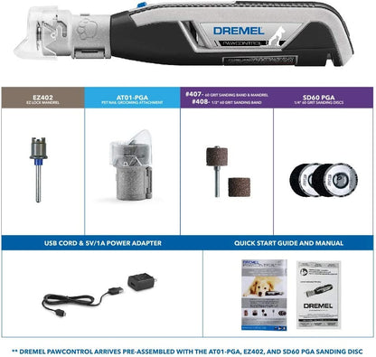 Dremel Pawcontrol 7760-PGK Dog Nail Grinder and Trimmer - Cordless & Rechargeable Pet Grooming Tool Kit - Safe and Humane for Dogs, Cats, and Small Animals