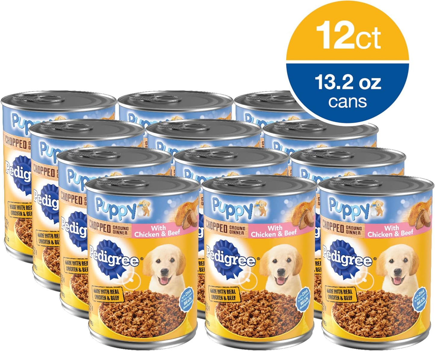 PEDIGREE CHOPPED GROUND DINNER Puppy Canned Soft Wet Dog Food with Chicken & Beef