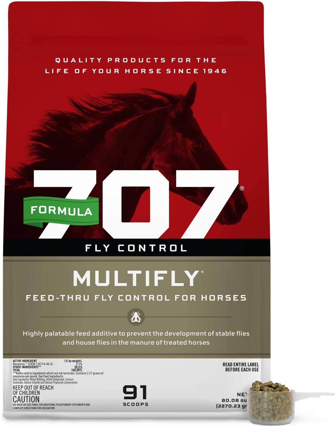 Multifly Feed-Thru Fly Control Pellets for Horses - Palatable & Safe Fly Population Reduction (10 Lb Bag - 182 Servings)