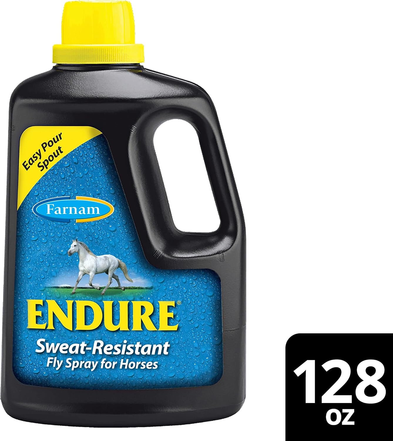 Farnam Endure Sweat-Resistant Horse Fly Spray, Kills, Repels, Protects, 128 Ounces, Easy Pour Gallon Refill