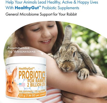 Healthygut™ Probiotics for Rabbits Dietary Supplement, All-Natural Digestive System Formula (600 Servings)