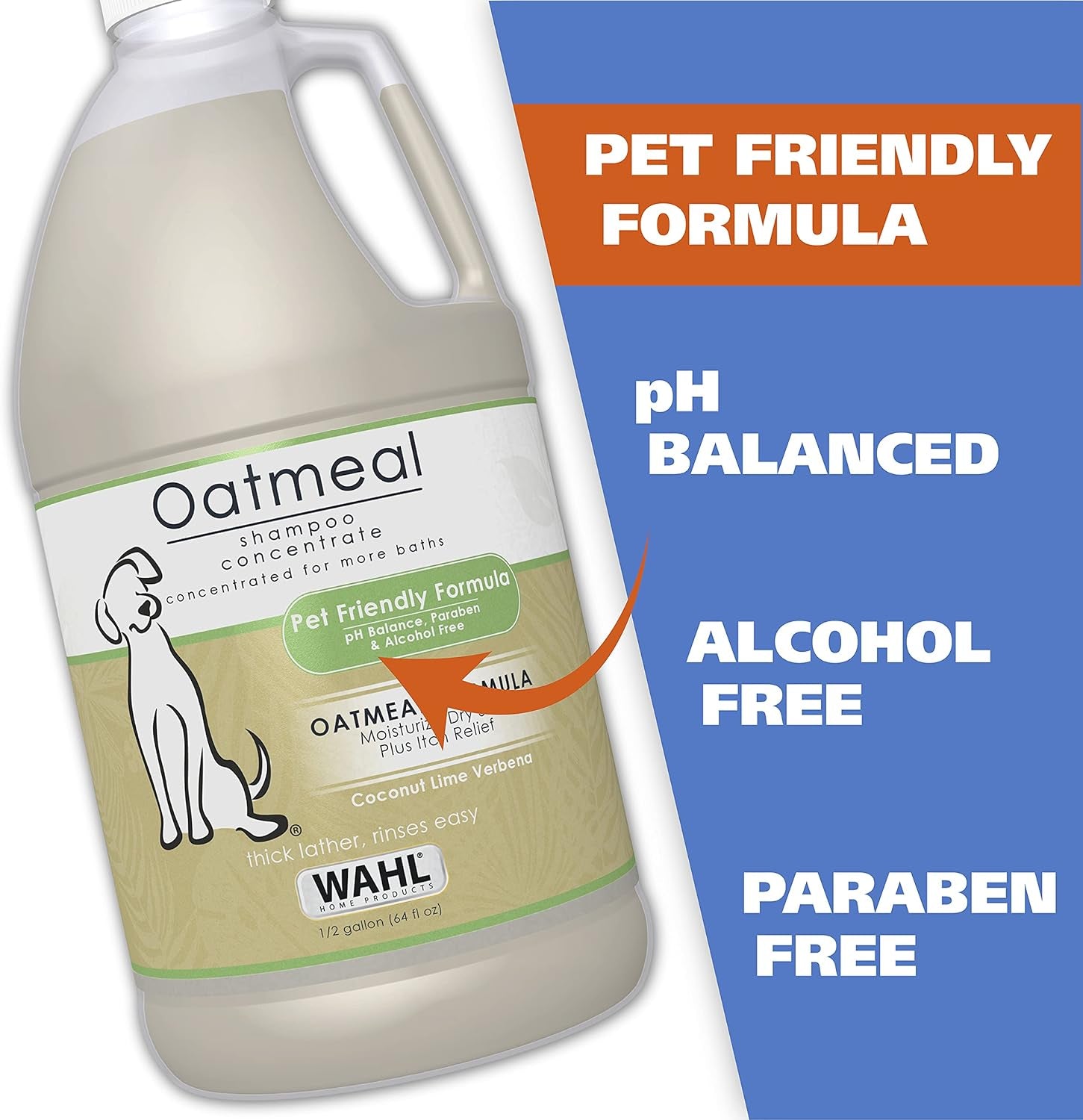 Wahl USA Dry Skin & Itch Relief Pet Shampoo for Dogs – Oatmeal Formula with Coconut Lime Verbena