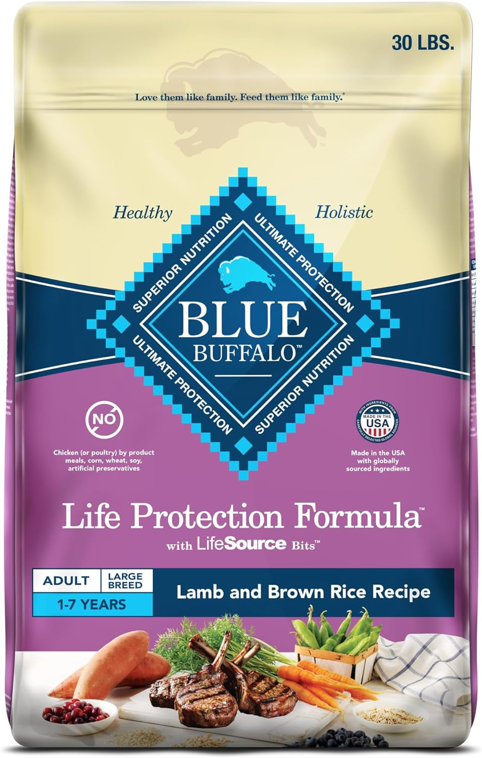 Blue Buffalo Life Protection Formula Large Breed Adult Dry Dog Food, Promotes Joint Health and Lean Muscles, Made with Natural Ingredients