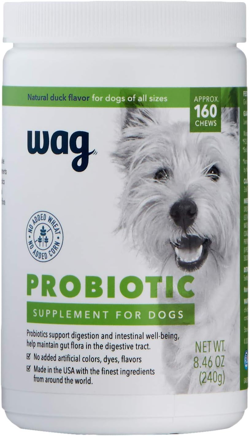 Amazon Brand - Wag Probiotic Supplement Chews for Dogs, Natural Duck Flavor