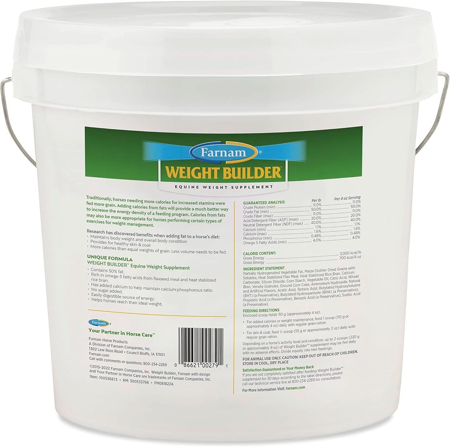 Farnam Weight Builder Horse Weight Supplement, Helps Maintain Optimal Weight and Body Condition with No Sugar Added, 7.5 Pounds, 30 Day Supply