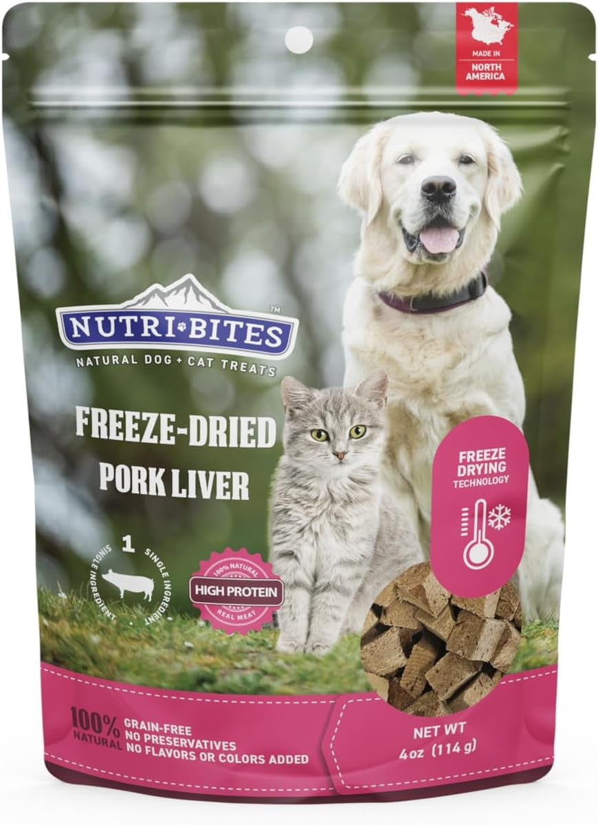 Nutri Bites Freeze Dried Dog & Cat Treats, Healthy Pet Training Treats or Food Topper, All Natural, Single Ingredient, High Protein, Premium Bulk Value Pack