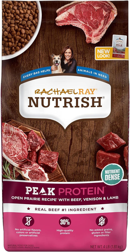 Rachael Ray Nutrish PEAK Natural Dry Dog Food, Open Prairie Recipe with Beef, Venison & Lamb, Grain Free (Packaging May Vary)