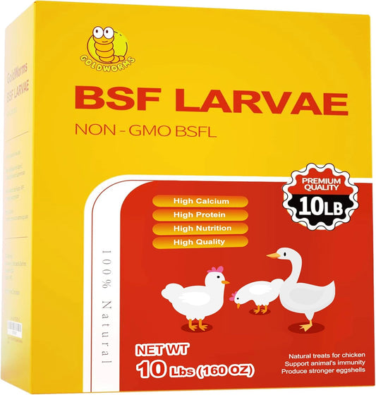 Dried Black Solider Fly Larvae of Chicken Treats - BSF Larvae 85X More Calcium than Meal Worms -100% Natural Dried BSF for Chickens, Birds, Reptiles, Hedgehog, Geckos, Turtles, Hens