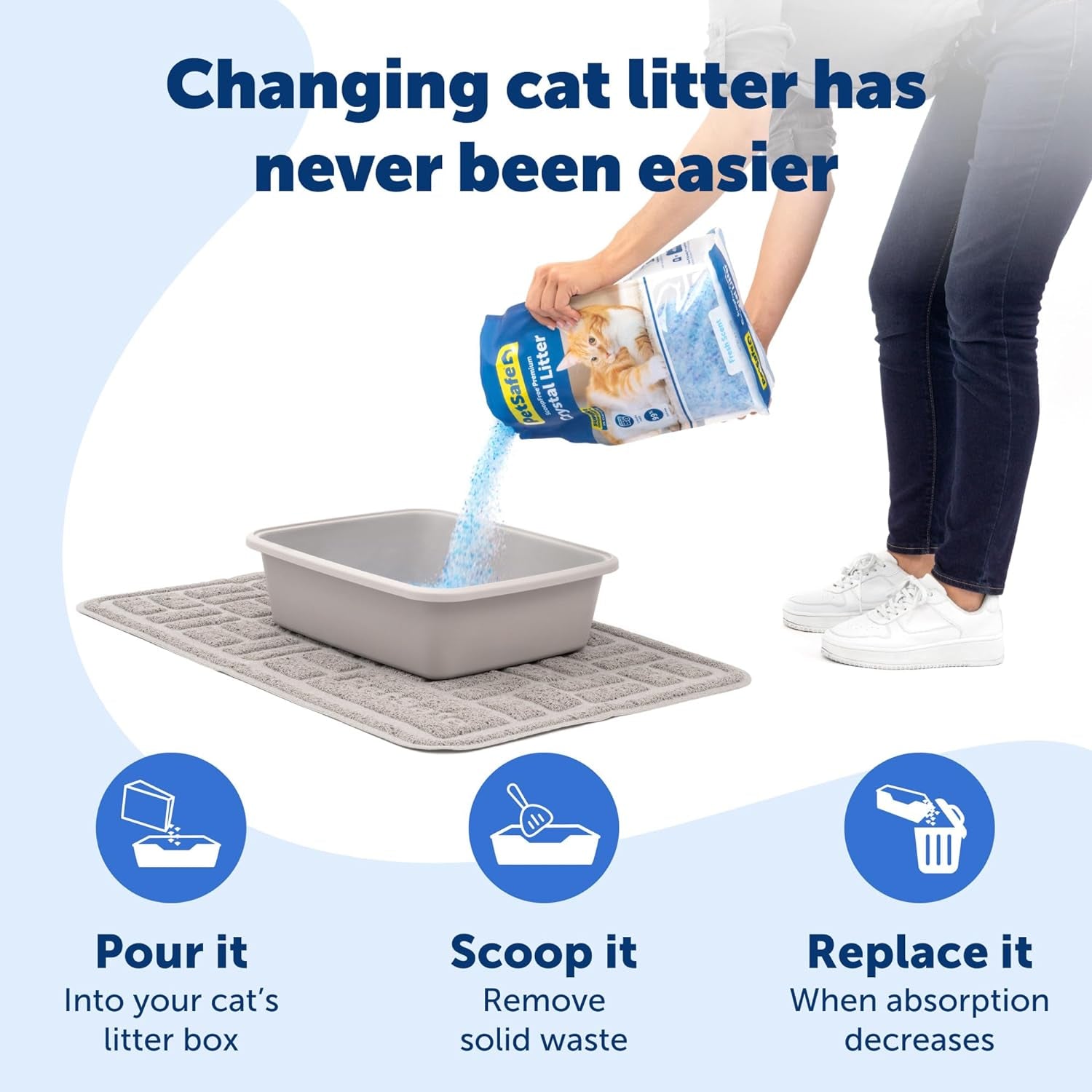 Petsafe Scoopfree Premium Crystal Cat Litter, Superior Odor Control, Absorbs 5X Faster, Low Tracking for Less Mess, Lasts up to 2 Months, Lightly Scented