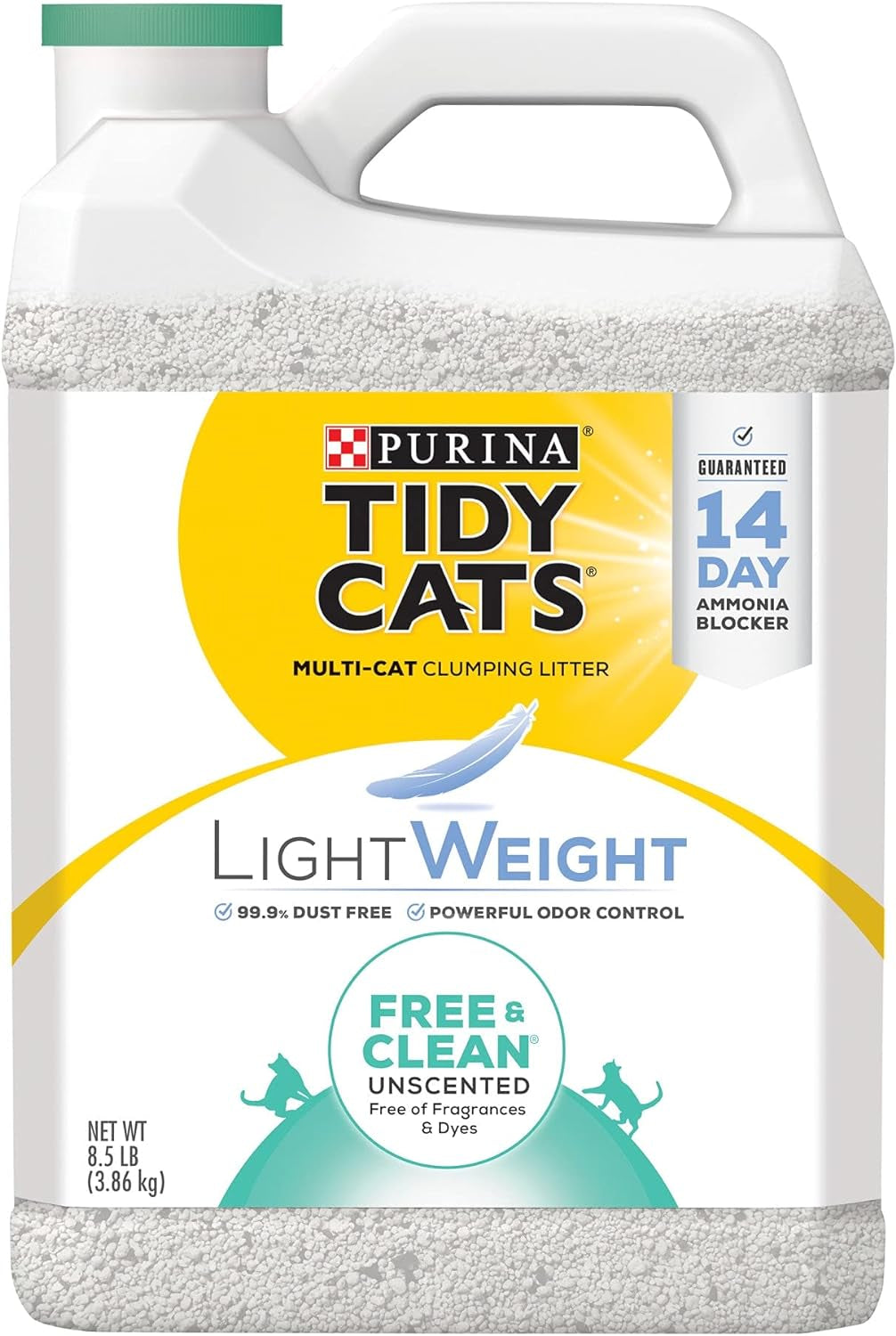 Purina Low Dust, Clumping Cat Litter Odor Control, Lightweight Free and Clean Unscented, Multi Cat Litter - 17 Lb. Box