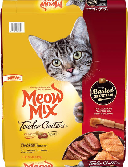 Meow Mix Tender Centers Basted Bites Dry Cat Food, Crunchy outside Meaty Inside