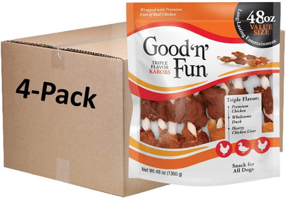 Good'N'Fun Triple Flavored Rawhide Kabobs for Dogs, 1.5 Pound (Pack of 1)