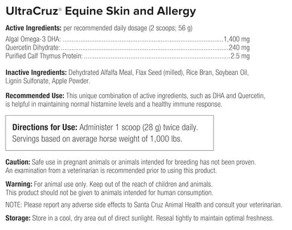 Ultracruz Equine Skin and Allergy Supplement for Horses