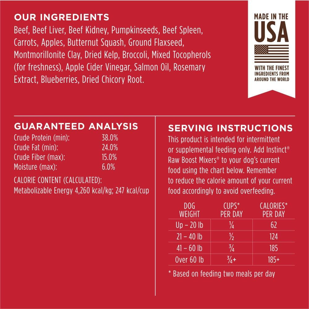 Instinct Raw Boost Mixers Freeze Dried Raw Dog Food Topper, Grain Free, Protein Packed, All Natural, Nothing Artifficial