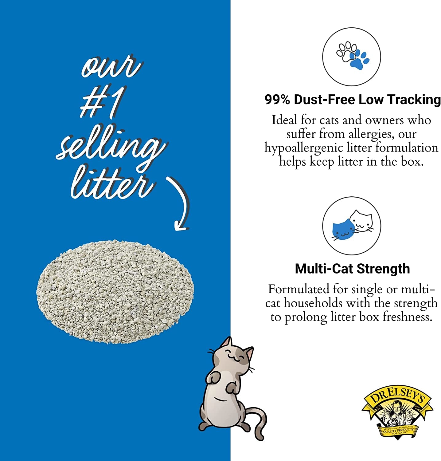 Dr. Elsey'S Cat Litter - Premium Unscented Cat Litter W/ Natural Ingredients - Low Dust Superior Odor Control Cat Litter - Hard Clumping Moisture Absorbing Clay Multi Cat Litter